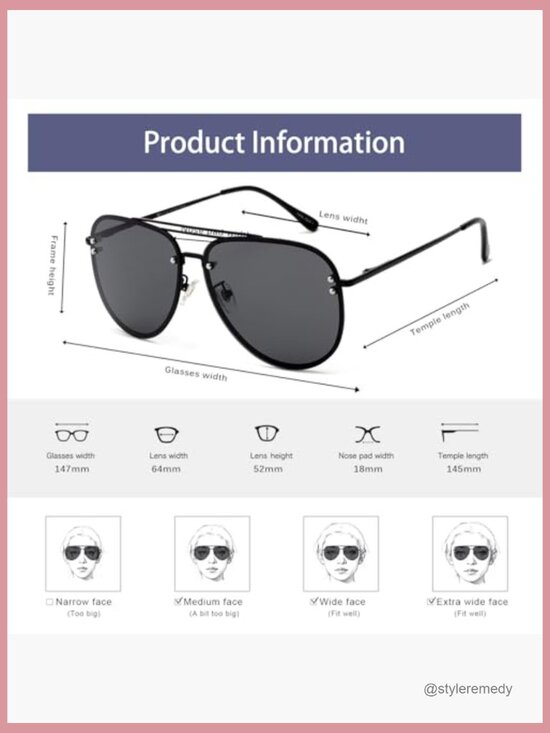 Oversized Aviator Sunglasses with Polarized UV Protection Lenses main image 5
